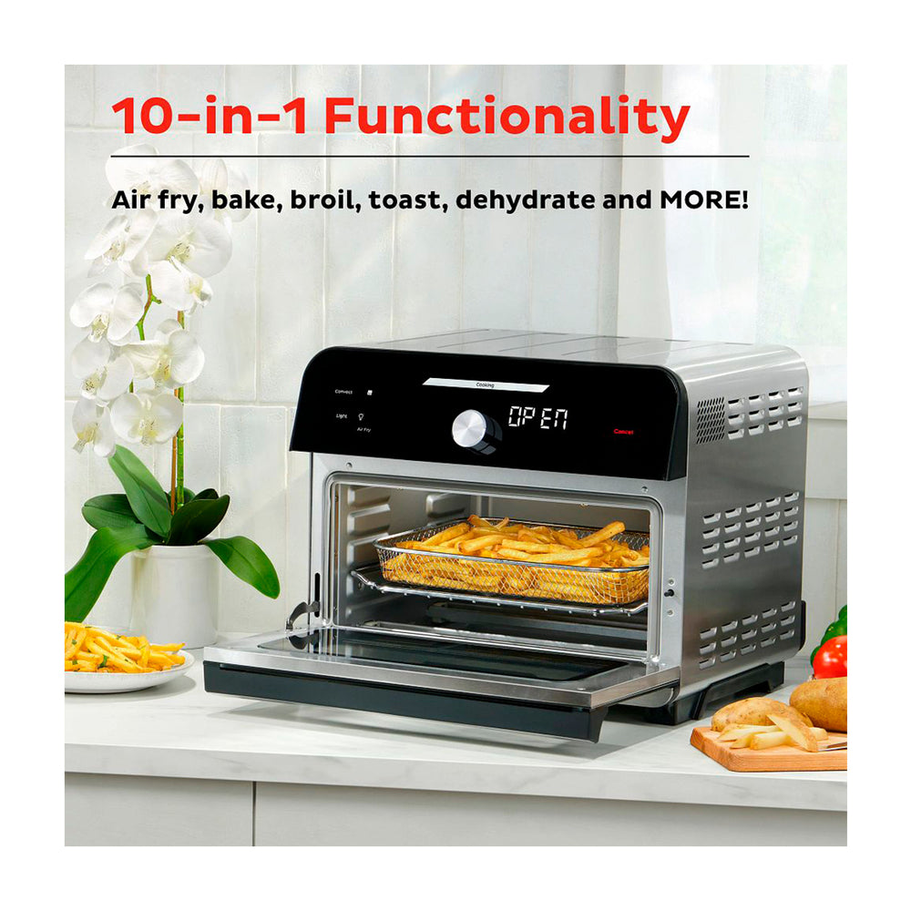 Instant Omni Plus Horno Eléctrico con Freidora de Aire 10-en-1 de 18L | EvenCrisp | Puerta de Vidrio | 1800W | Negro Acero