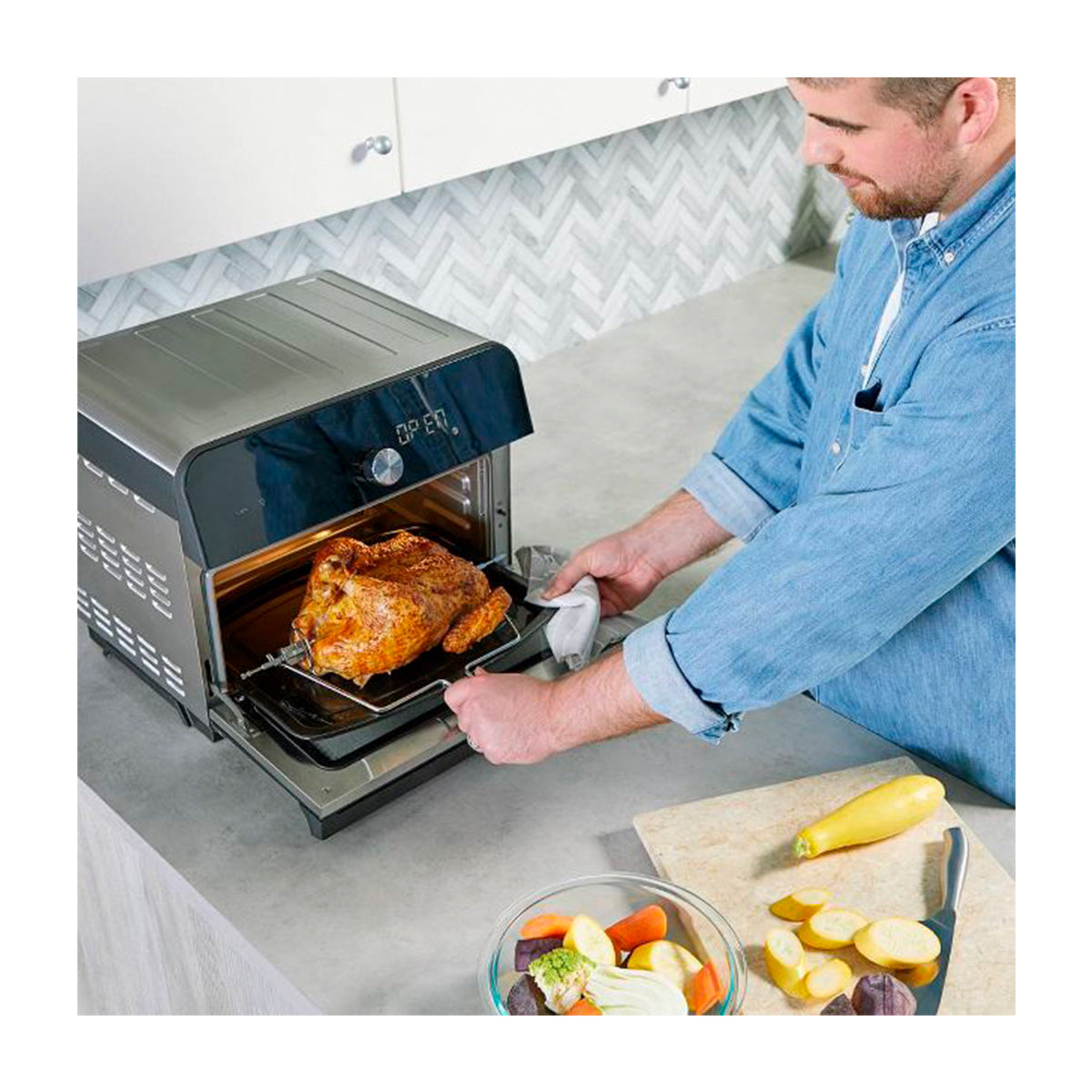 Instant Omni Plus Horno Eléctrico con Freidora de Aire 10-en-1 de 18L | EvenCrisp | Puerta de Vidrio | 1800W | Negro Acero