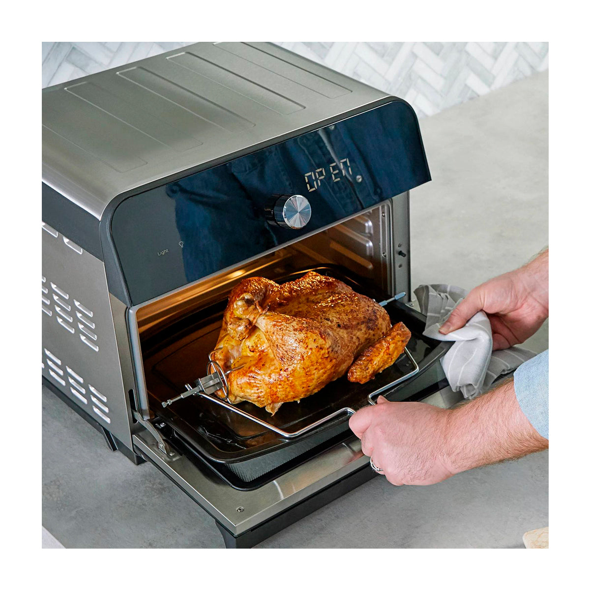 Instant Omni Plus Horno Eléctrico con Freidora de Aire 10-en-1 de 18L | EvenCrisp | Puerta de Vidrio | 1800W | Negro Acero