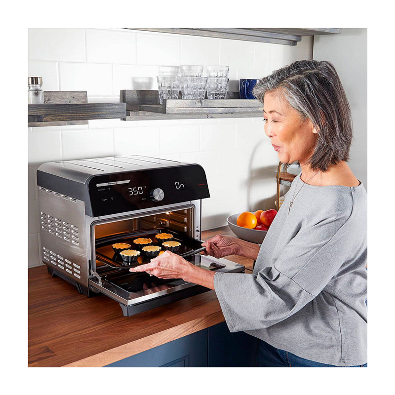 Instant Omni Plus Horno Eléctrico con Freidora de Aire 10-en-1 de 18L | EvenCrisp | Puerta de Vidrio | 1800W | Negro Acero