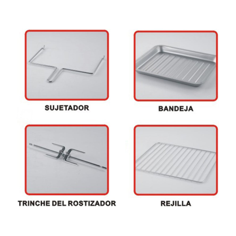 Sankey Horno Eléctrico de 30L | Rostizador | Acero Inoxidable | Puerta de Vidrio | Auto Apagado | 1500W | Plateado
