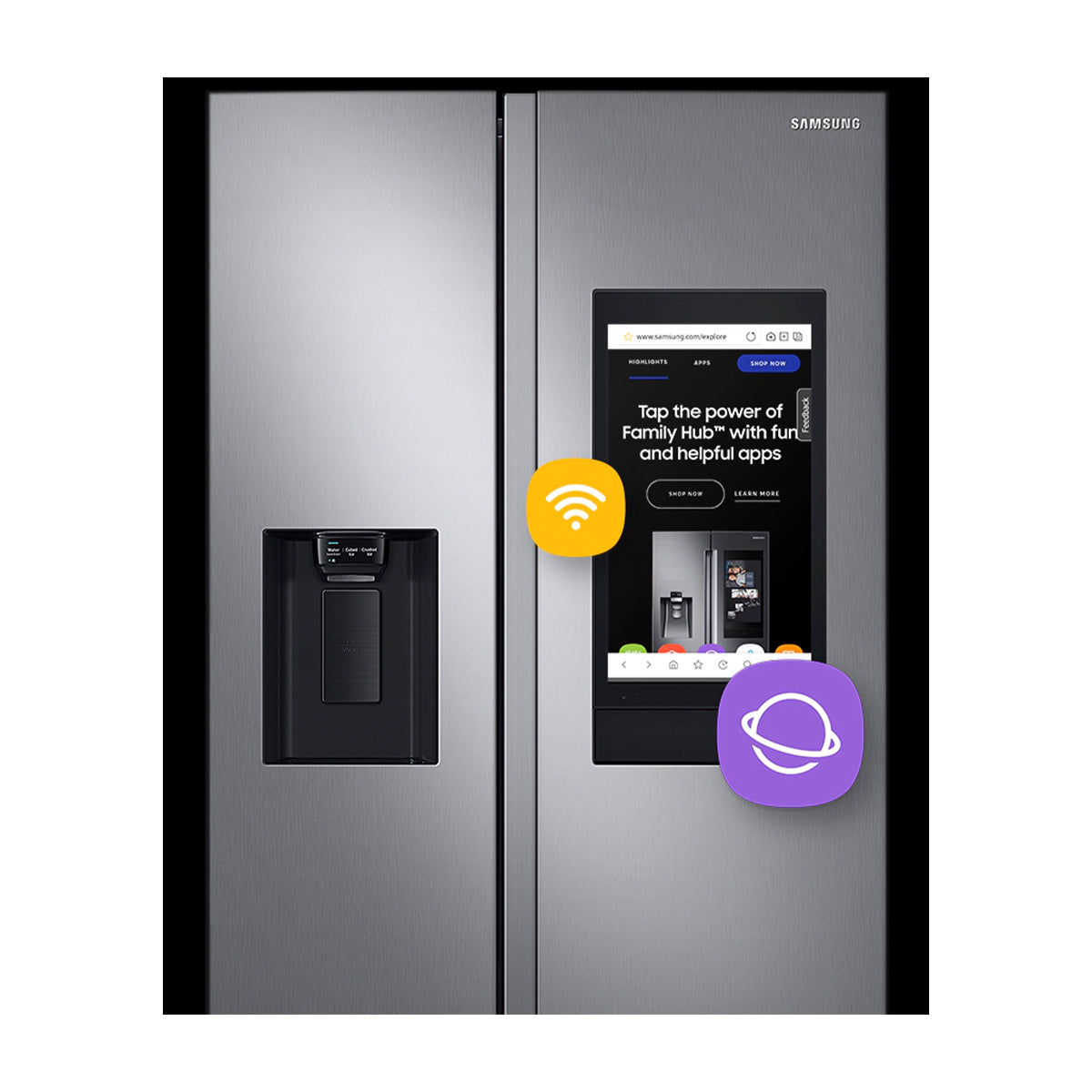 Samsung Refrigeradora Side By Side Digital Inverter | Family Hub | WiFi | Bluetooth | Dispensador de Agua y Hielo | 21.51p3