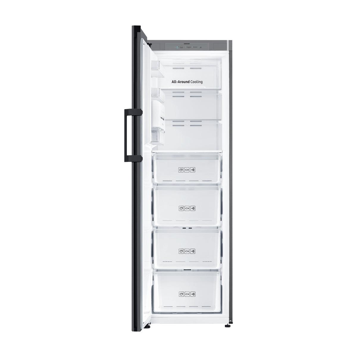 Samsung BESPOKE Congelador Vertical de 1 Puerta Digital Inverter | Modulos Personalizables | All Around Cooling | Power Freeze | Slim Ice Maker | 11.41p3 | Satin Grey