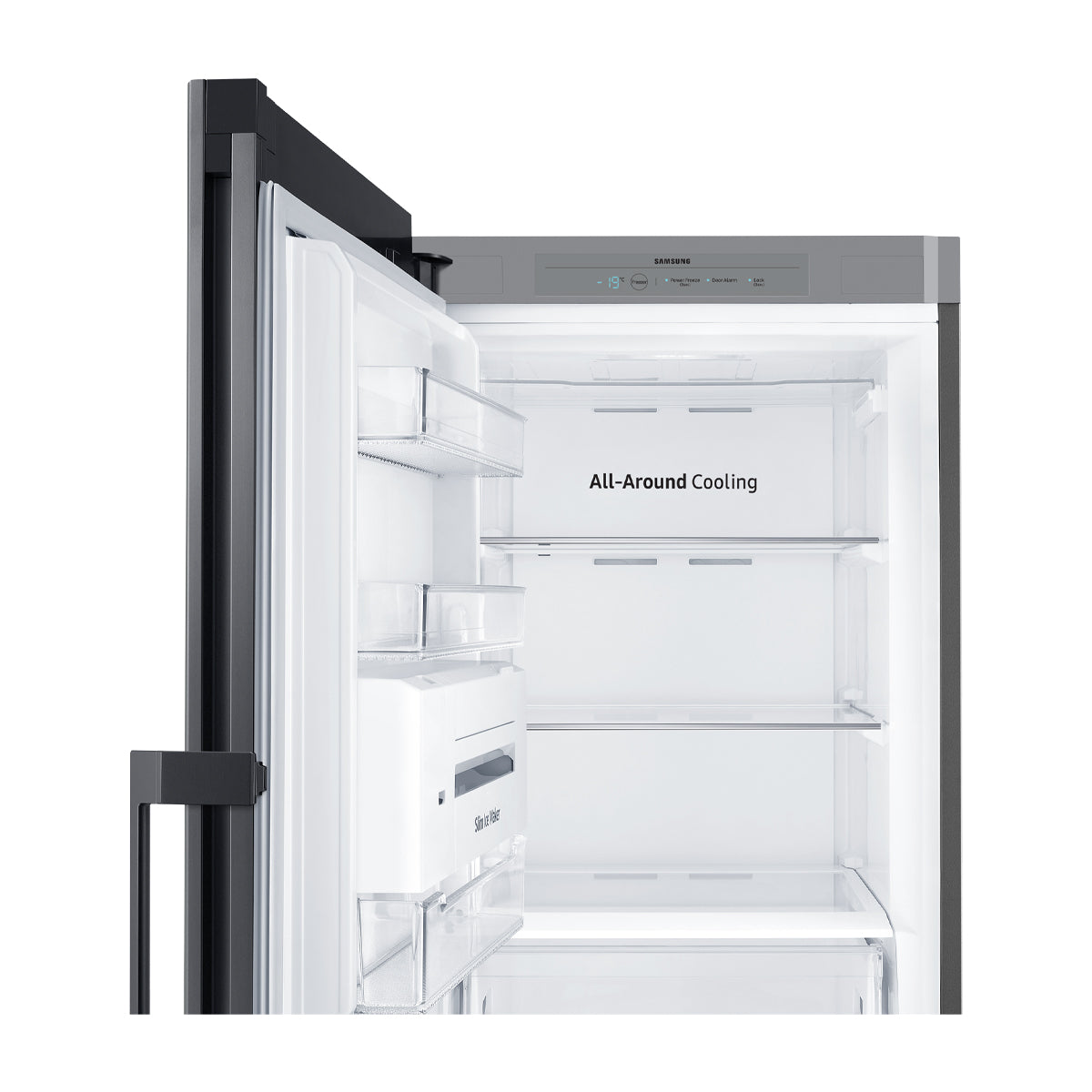Samsung BESPOKE Congelador Vertical de 1 Puerta Digital Inverter | Modulos Personalizables | All Around Cooling | Power Freeze | Slim Ice Maker | 11.41p3 | Satin Grey