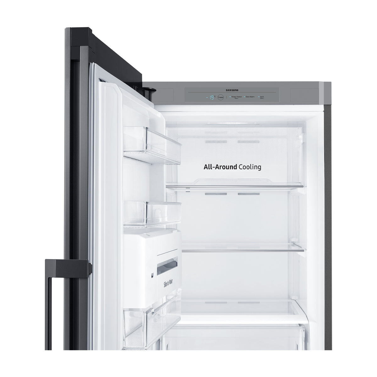 Samsung BESPOKE Congelador Vertical de 1 Puerta Digital Inverter | Modulos Personalizables | All Around Cooling | Power Freeze | Slim Ice Maker | 11.41p3 | Satin Grey
