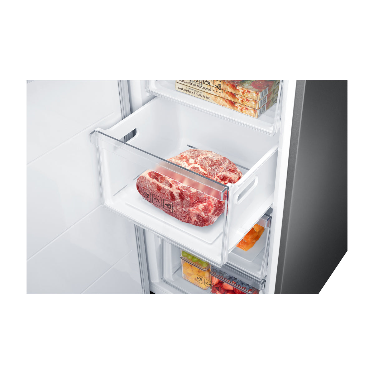 Samsung BESPOKE Congelador Vertical de 1 Puerta Digital Inverter | Modulos Personalizables | All Around Cooling | Power Freeze | Slim Ice Maker | 11.41p3 | Satin Grey