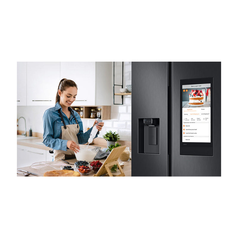 Samsung Refrigeradora Side By Side Digital Inverter | Family Hub | WiFi | Bluetooth | Dispensador de Agua y Hielo | 27p3 | Negro