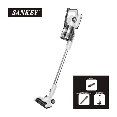 Sankey Aspiradora Inalámbrica Recargable | Sistema de Ciclón | Silencioso | Mango Ergométrico | Blanco