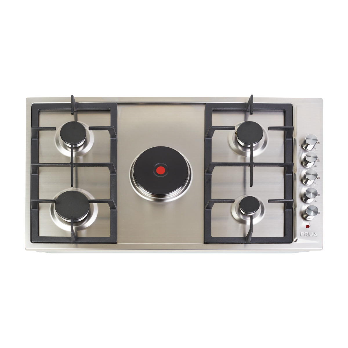 Drija Verona 90 Estufa Empotrable Dual (a Gas y Eléctrica) de Acero Inoxidable | 5 Quemadores | 4 Válvulas de Seguridad