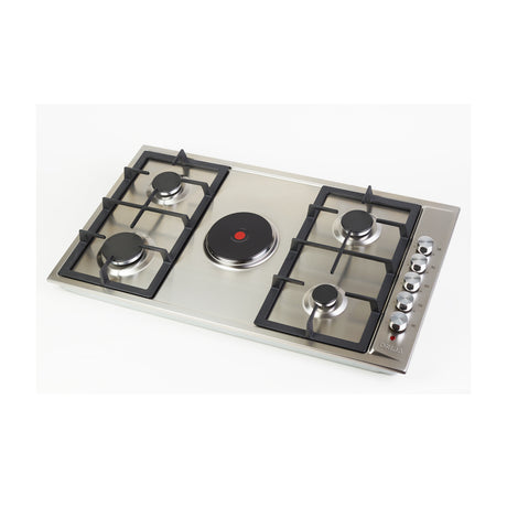 Drija Verona 90 Estufa Empotrable Dual (a Gas y Eléctrica) de Acero Inoxidable | 5 Quemadores | 4 Válvulas de Seguridad