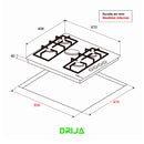 Drija Verona 90 Estufa Empotrable Dual (a Gas y Eléctrica) de Acero Inoxidable | 5 Quemadores | 4 Válvulas de Seguridad