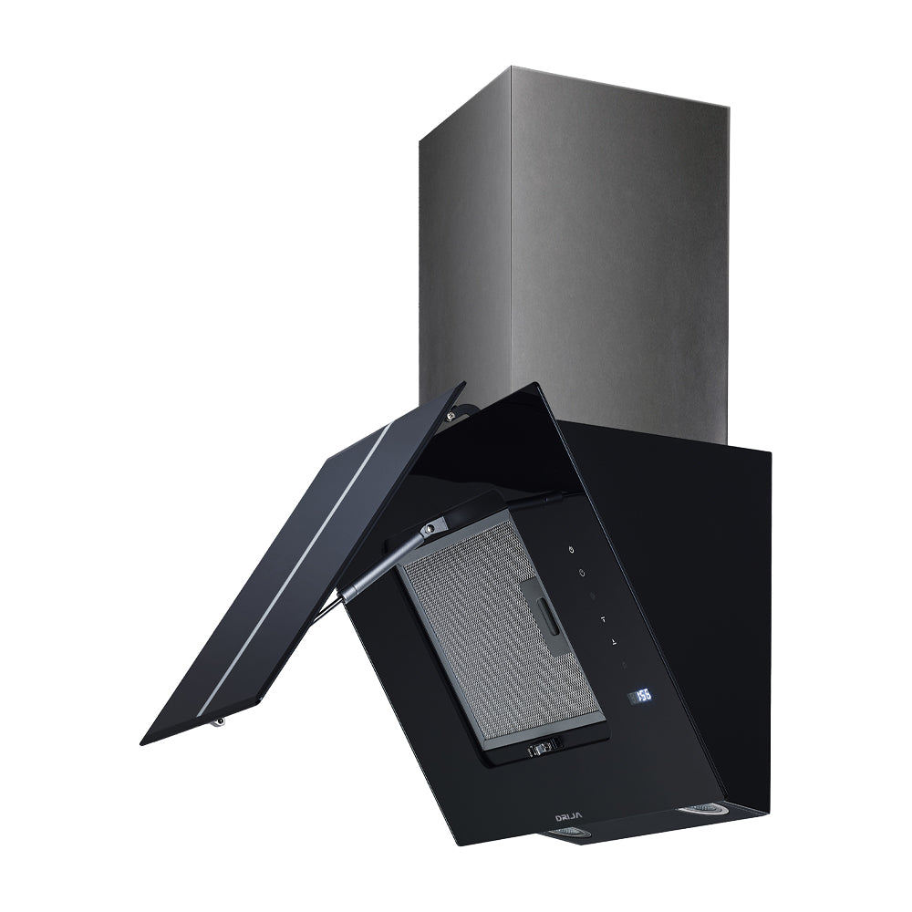 DRIJA Vetro 76 Extractor de Grasa | Tipo Chimenea | 3 Velocidades | Panel Táctil | Control Remoto | 2 Filtros de Carbón | 1 Filtro de Aluminio | 500m3/H