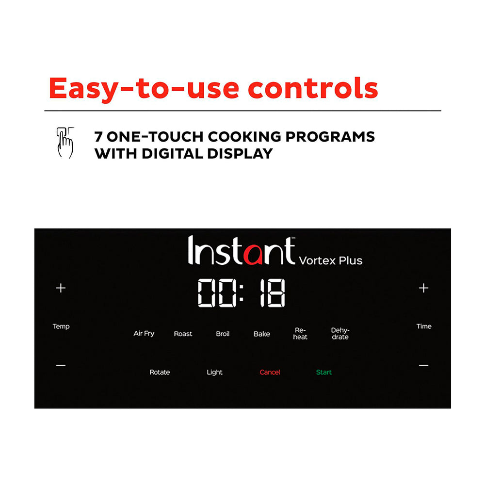 Instant Vortex Horno Freidora de Aire Digital 7-en-1 | 10QT | EvenCrisp | Puerta de Vidrio | Negro