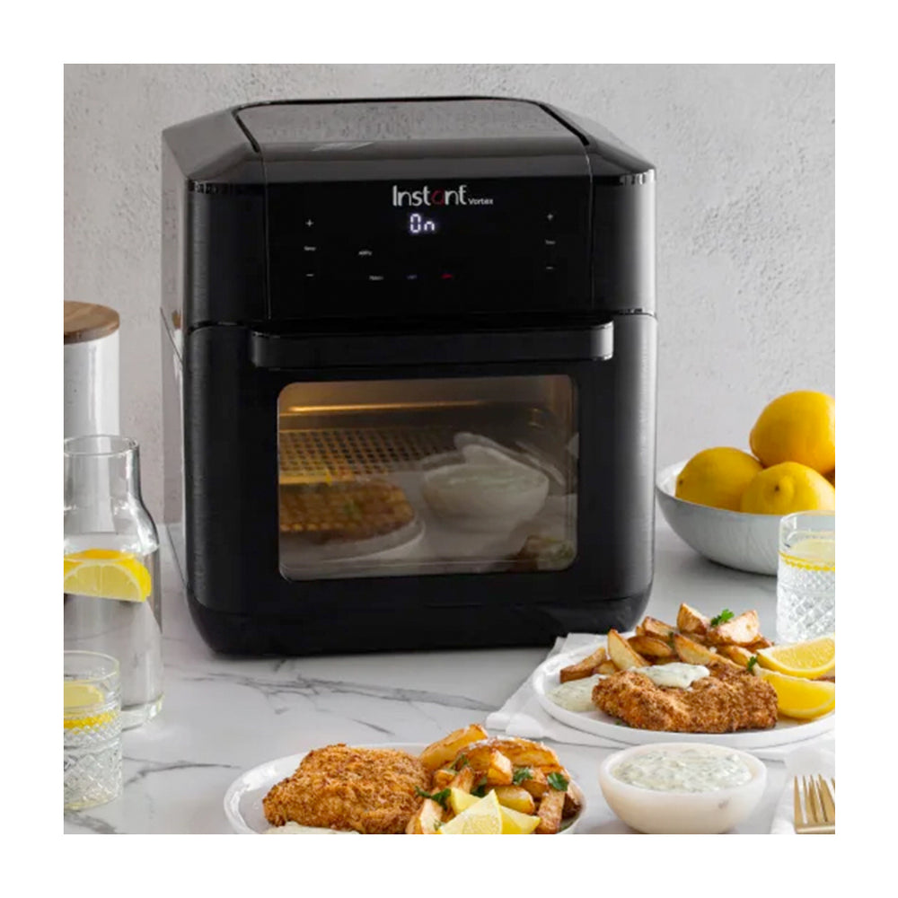 Instant Vortex Horno Freidora de Aire Digital 7-en-1 | 10QT | EvenCrisp | Puerta de Vidrio | Negro
