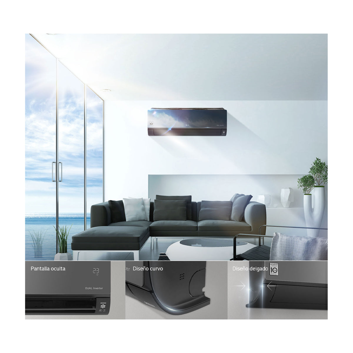 LG Aire Acondicionado Split Dual Inverter 12,000 BTU | ARTCOOL | Smart ThinQ WiFi | Ionizer | Modo Silencioso | Hasta 70% de Ahorro | 220v