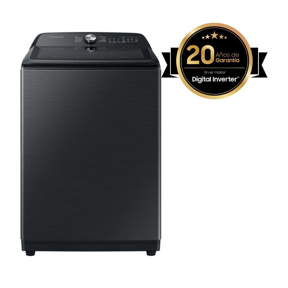 Samsung Lavadora Automática Digital Inverter de Carga Superior | BubbleStorm | Hygiene Steam | Heavy Duty+ | VRT | 24kg | Negro