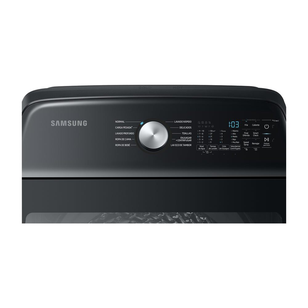Samsung Lavadora Automática Digital Inverter de Carga Superior | BubbleStorm | Hygiene Steam | Heavy Duty+ | VRT | 24kg | Negro
