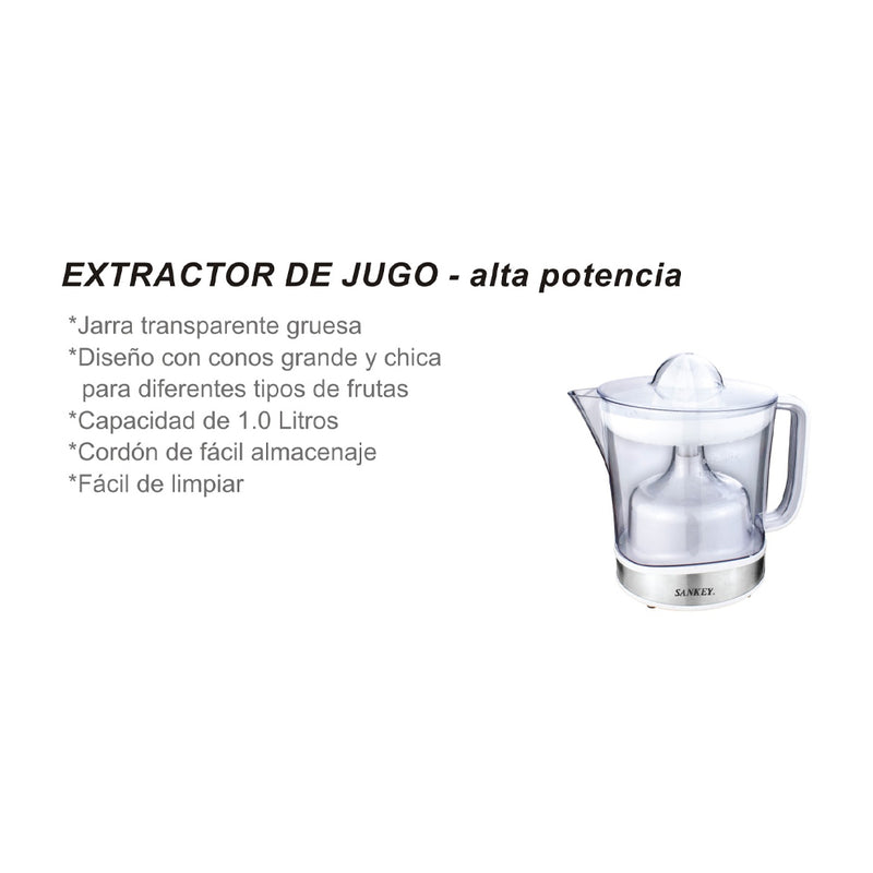 Sankey Exprimidor de Jugo | 1L | Jarra Transparente | Facil de Limpiar | Alta Potencia | Blanco