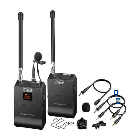 Vidpro Sistema de Micrófono Lavalier Inalámbrico | Para Cámaras Profesionales, Smartphones, Tablets y Computadoras