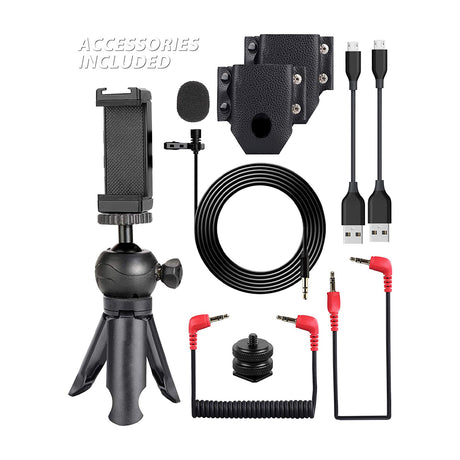 Vidpro Sistema de Micrófono Lavalier Inalámbrico | Para Cámaras Profesionales, Smartphones, Tablets y Computadoras