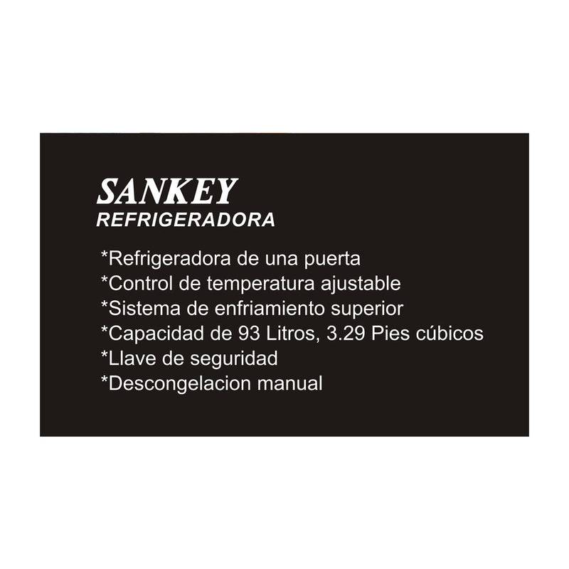 Sankey Refrigeradora Compacta de 1 Puerta | Rápido Enfriamiento | Control de Temperatura | 3.3p3 | Gris