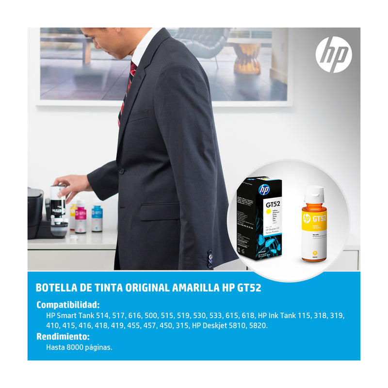 HP GT52 Botella de Tinta | Amarillo