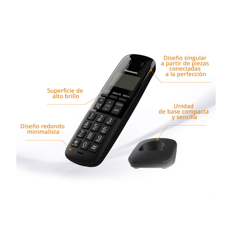 Panasonic Teléfono Inalámbrico de Mesa | Caller ID | 1 Línea | 1 Auricular | Resistente a Impactos | Negro