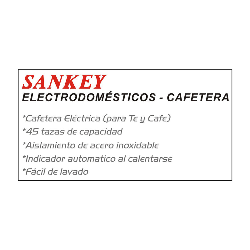 Sankey Cafetera Percoladora Comercial de 45 Tazas | Acero Inoxidable