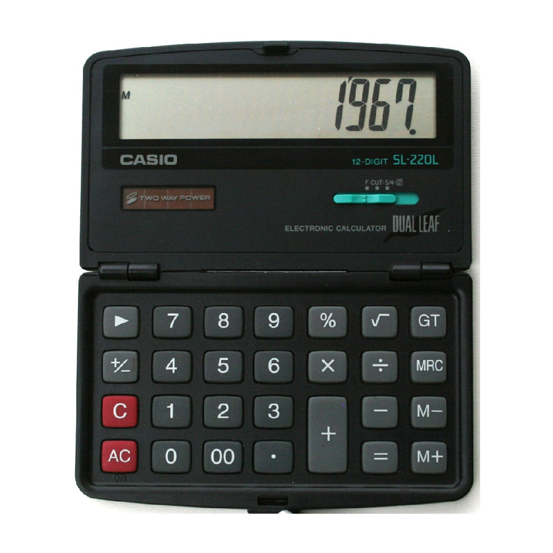 Casio Calculadora de Bolsillo de 12 Dígitos | Plegable | Batería Solar | Pantalla XL